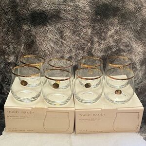 1980 Bohemiam Crysalex Geneva Old Fashion Gold Rim. Whiskey Low Ball Glasses